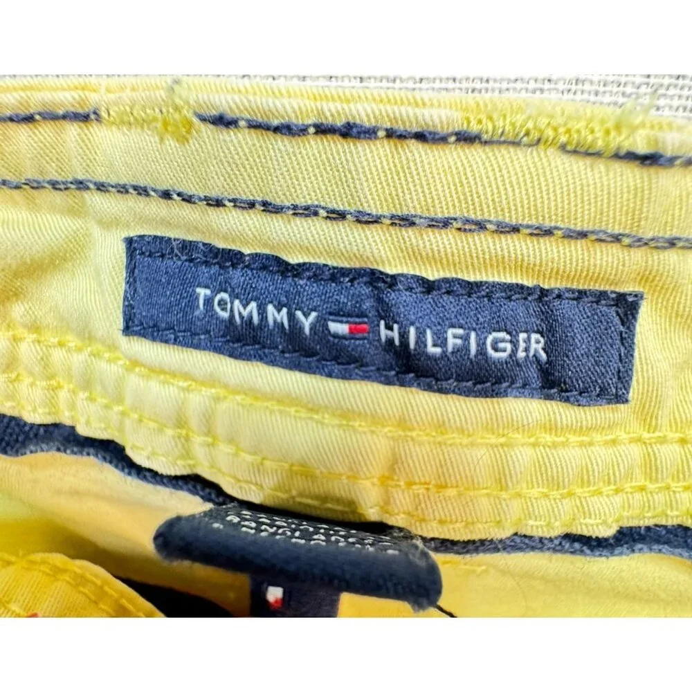 Tommy Hilfiger Womens Sloan Cropped Pants Size 8 Yellow Beachy Coastal